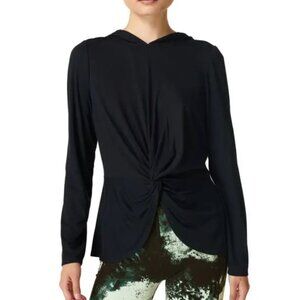 Sweaty Betty	| Tori Twist Front Black Hooded Pullover Long Sleeves | Size 6